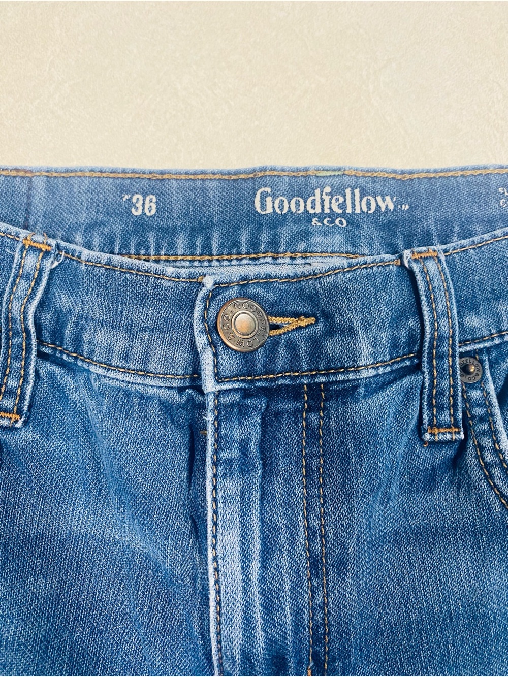 Goodfellow & Co Medium Blue Denim Jeans with Contrast Stitching